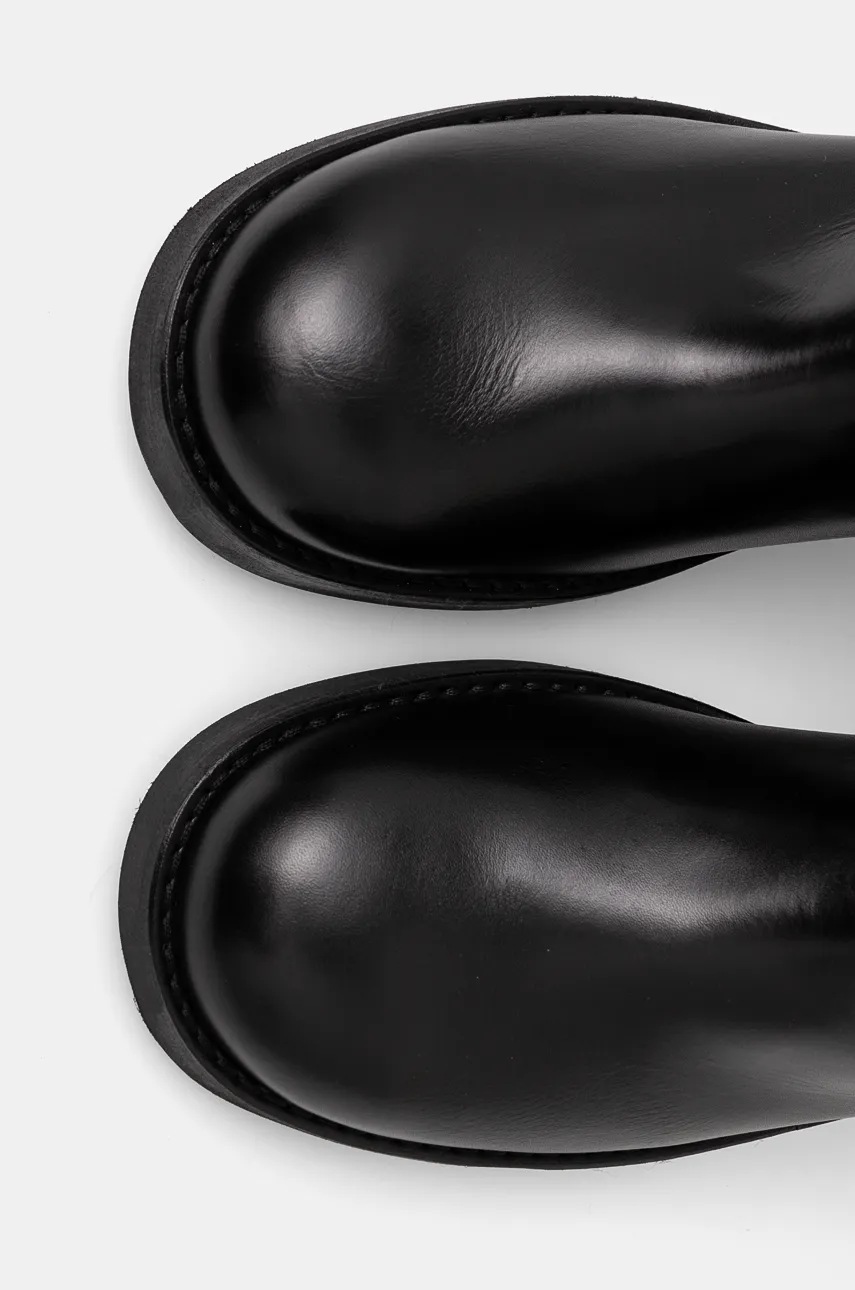 Шкіряні чоботи Karl Lagerfeld BROOKLYN жіночі колір чорний каблук блок KL41790 