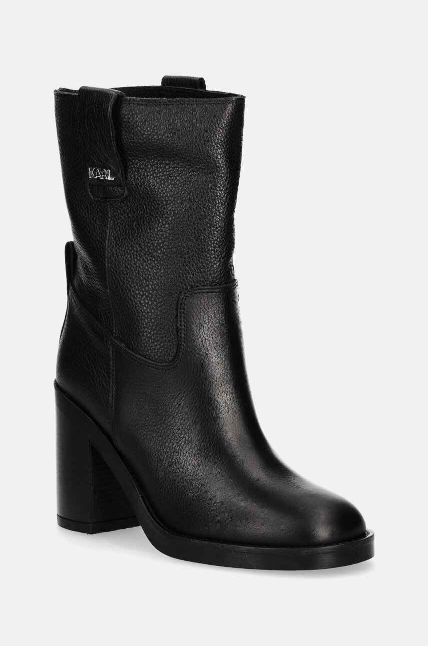 Karl Lagerfeld cizme de piele BROOKLYN femei, culoarea negru, cu toc drept, KL41874