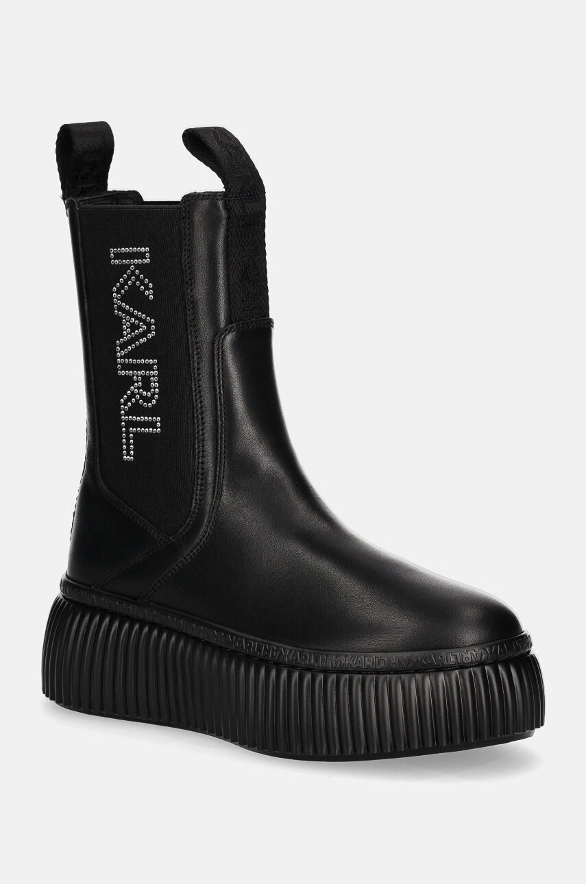 

Кожени боти челси Karl Lagerfeld KREEPER в черно с платформа KL42343, Черен