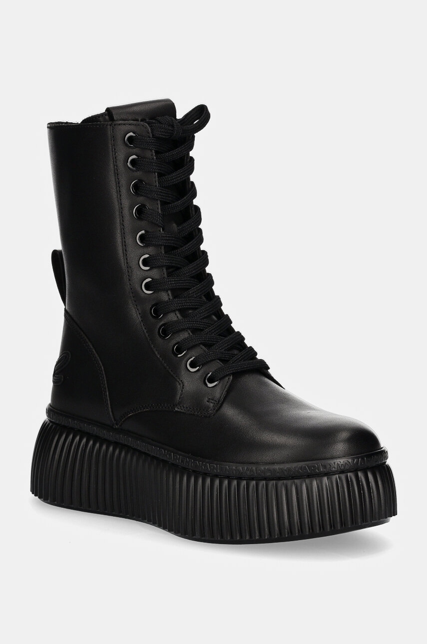 Karl Lagerfeld botine KREEPER LO femei, culoarea negru, cu platforma, KL42364