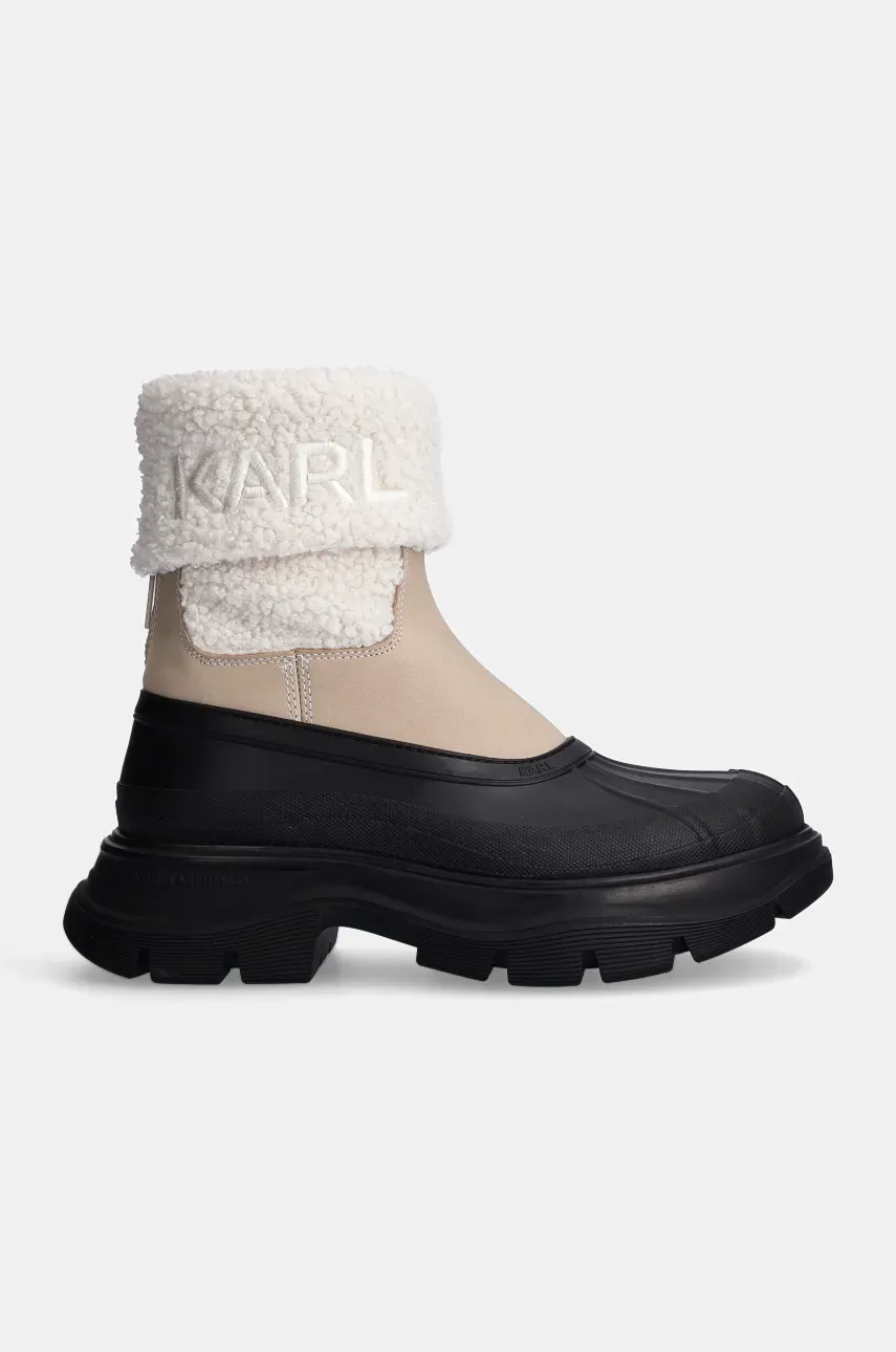 Сапоги Karl Lagerfeld LUNA SNOW женские цвет бежевый на платформе слегка утеплённый KL42965 Сапоги Karl Lagerfeld LUNA SNOW женские цвет бежевый на платформе слегка утеплённый KL42965