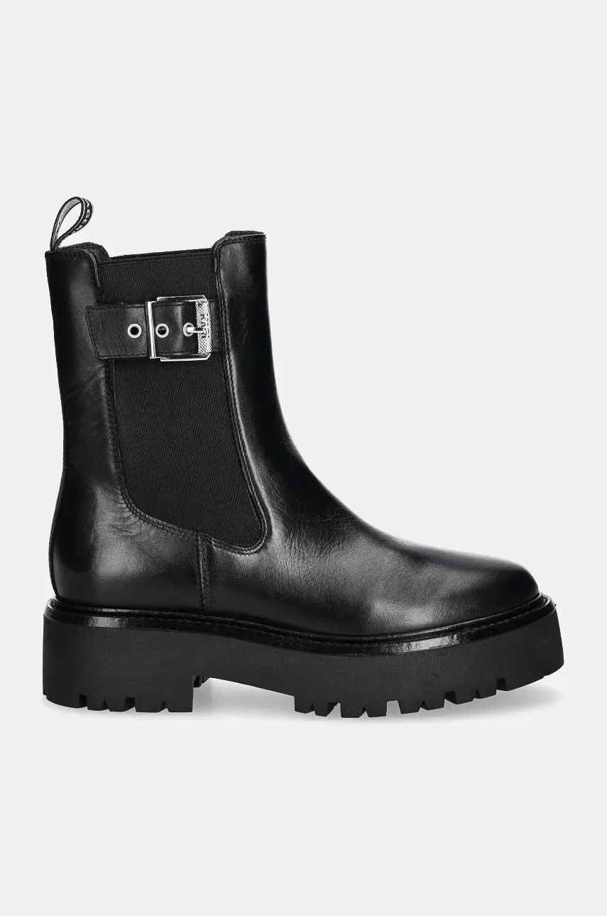 Кожаные полусапоги Karl Lagerfeld BURLY BIKER женские цвет чёрный на платформе KL43460 Кожаные полусапоги Karl Lagerfeld BURLY BIKER женские цвет чёрный на платформе KL43460