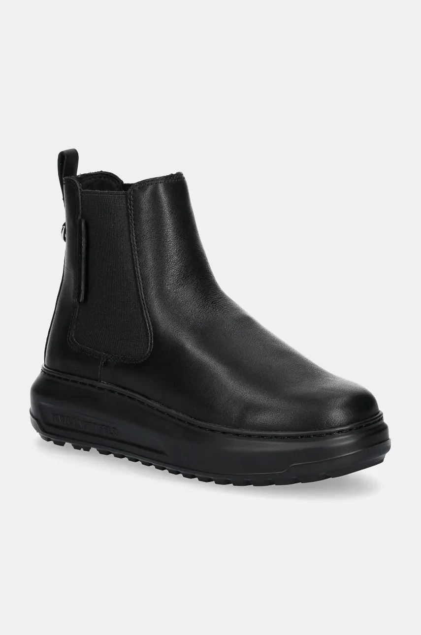 Karl Lagerfeld ghete chelsea de piele KAPRI LUG femei, culoarea negru, cu platforma, KL67564 Karl Lagerfeld ghete chelsea de piele KAPRI LUG femei, culoarea negru, cu platforma, KL67564