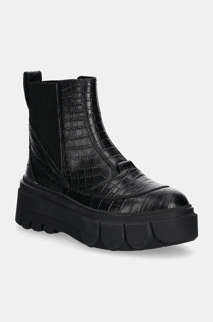 Sorel cizme de piele CARIBOU X BOOT CHELSEA W femei, culoarea negru, cu platforma, 2048441012