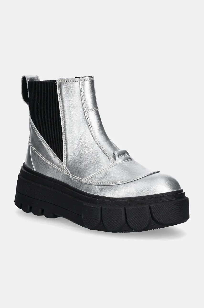 Sorel ghete chelsea de piele CARIBOU X BOOT CHELSEA W femei, culoarea argintiu, cu platforma, 2048441034 Sorel ghete chelsea de piele CARIBOU X BOOT CHELSEA W femei, culoarea argintiu, cu platforma, 2048441034