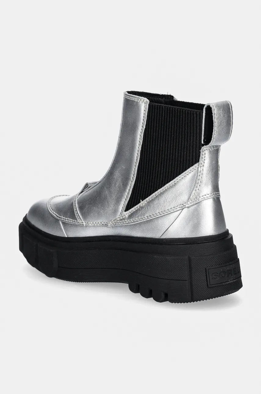 Шкіряні черевики Sorel CARIBOU X BOOT CHELSEA W жіночі колір срібний на платформі 2048441034 
