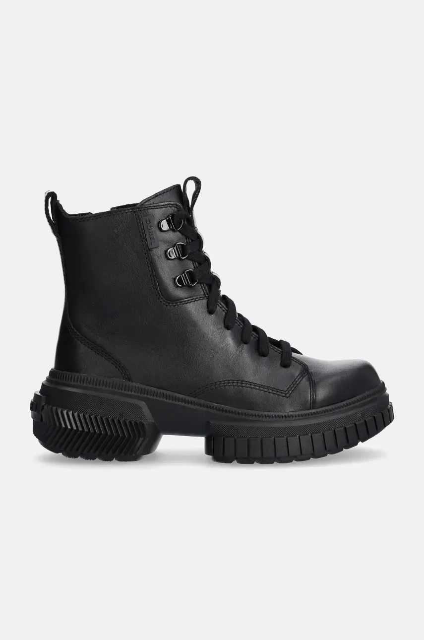Кожаные полусапоги Sorel ONA AVE BOOT LACE WP женские цвет чёрный на плоском ходу 2102151010 Кожаные полусапоги Sorel ONA AVE BOOT LACE WP женские цвет чёрный на плоском ходу 2102151010