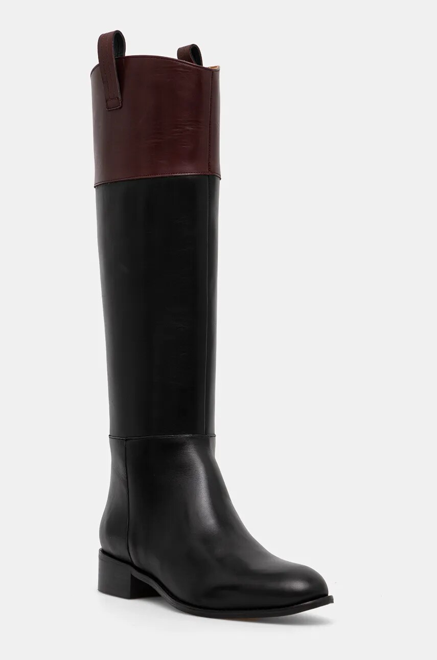 Alohas ghete de piele Billie femei, culoarea negru, cu toc plat, S100446-02