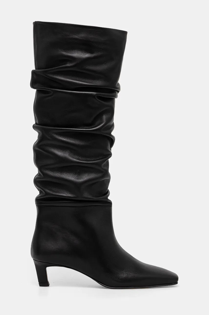 Кожаные сапоги Alohas Kalila женские цвет чёрный на шпильке S100549-01