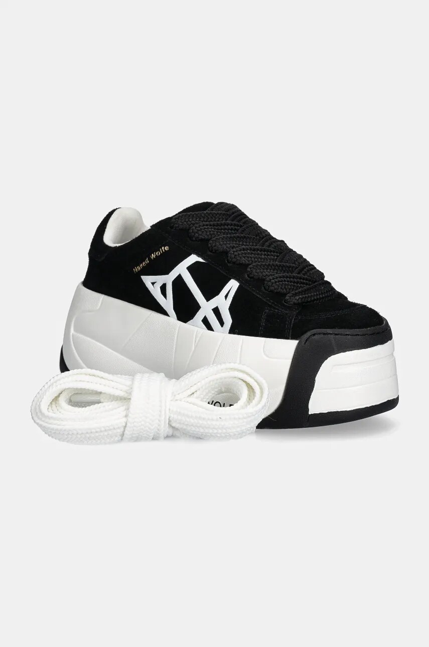 Naked Wolfe sneakers din piele intoarsă Scandal culoarea negru, Scandal Black Hairy Cow Suede