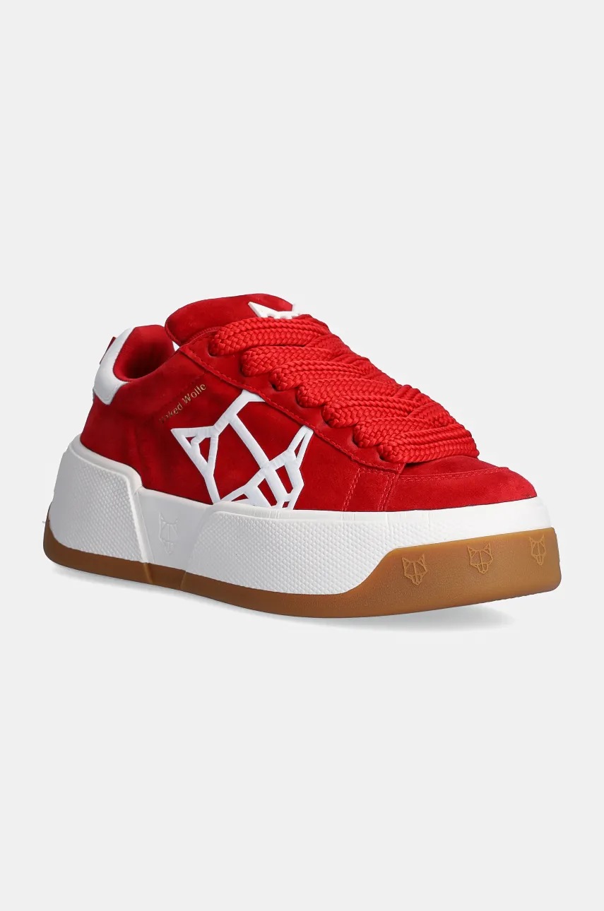 

Велурени маратонки Naked Wolfe Sound в червено Sound Red Kid Suede, Червен