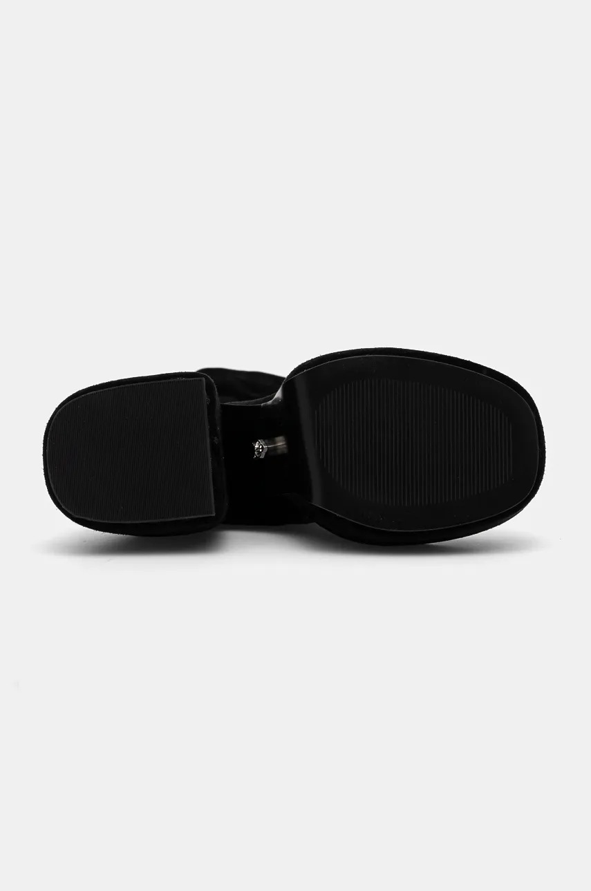 Чоботи Naked Wolfe Space жіночі колір чорний каблук блок Space Black Kid Suede 