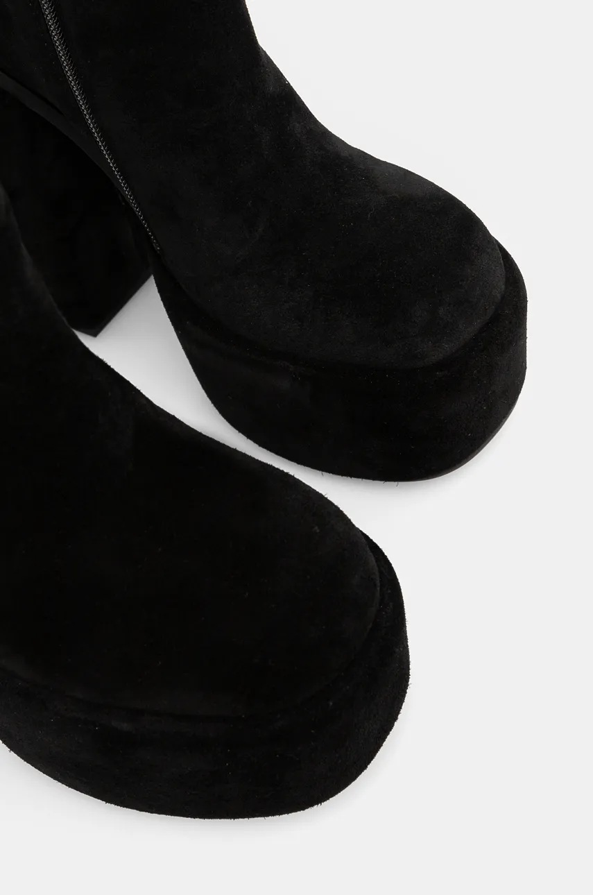 Чоботи Naked Wolfe Space жіночі колір чорний каблук блок Space Black Kid Suede 