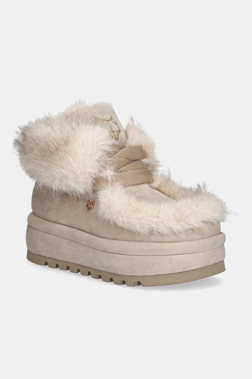 Naked Wolfe cizme de iarna Bambi culoarea bej, Bambi Faux Fur Suede Ice