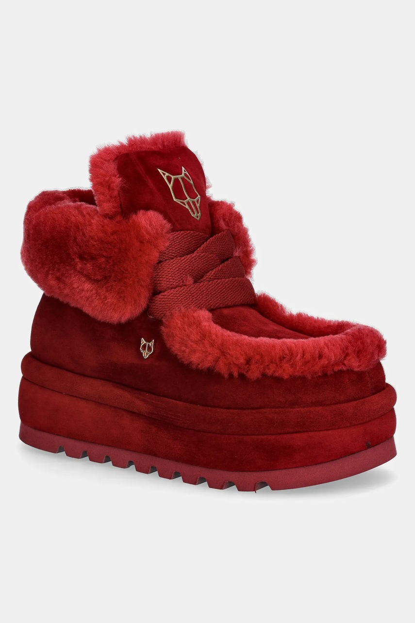 

Велурени апрески Naked Wolfe Bambi в бордо Bambi Suede Shearling Burgundy