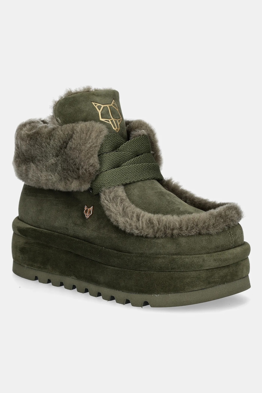 Naked Wolfe cizme de zapada din piele intoarsa Bambi culoarea verde, Bambi Suede Shearling Dark Olive Naked Wolfe cizme de zapada din piele intoarsa Bambi culoarea verde, Bambi Suede Shearling Dark Olive