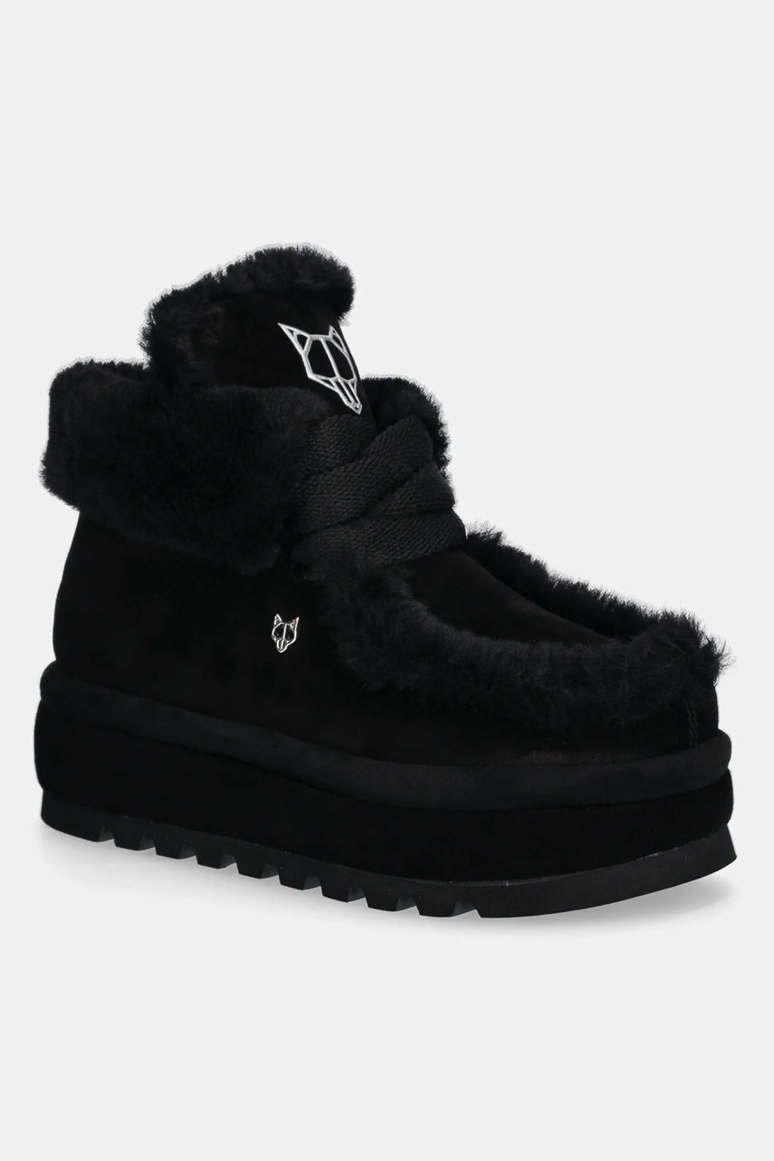 Naked Wolfe cizme de zapada din piele intoarsa Bambi culoarea negru, Bambi Suede Shearling Black