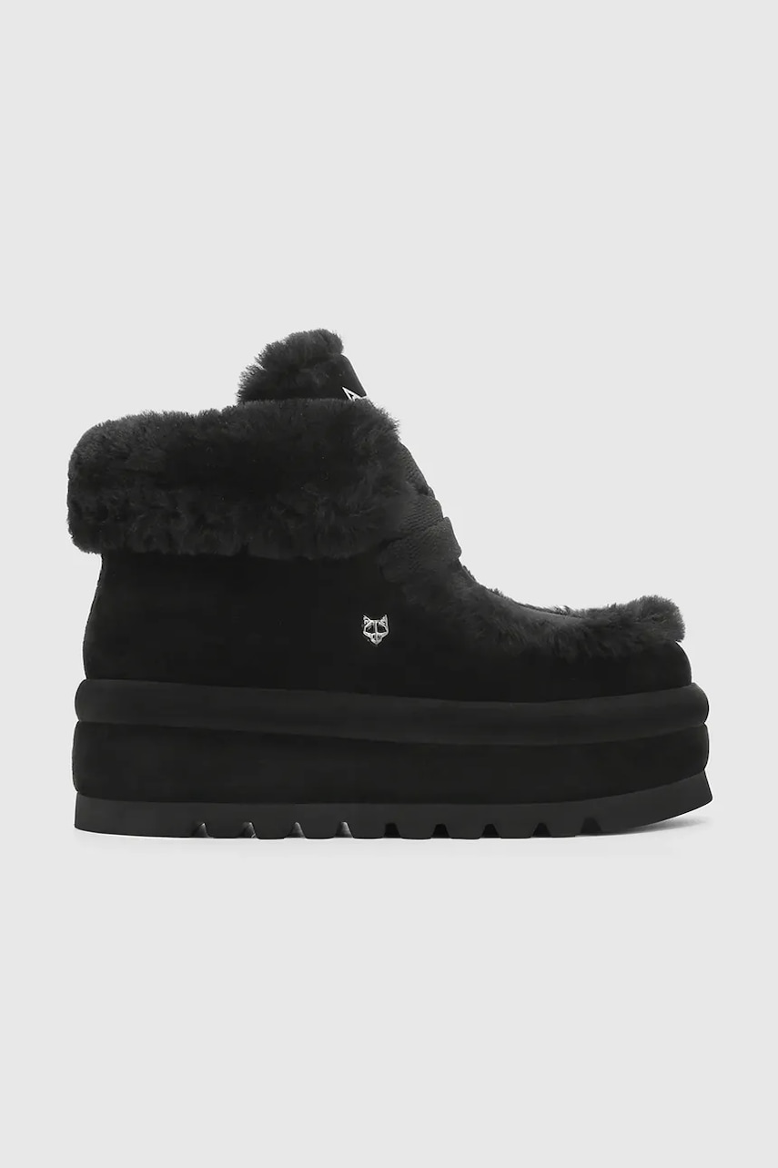 Naked Wolfe cizme de zapada din piele intoarsa Bambi culoarea negru, Bambi Suede Shearling Black