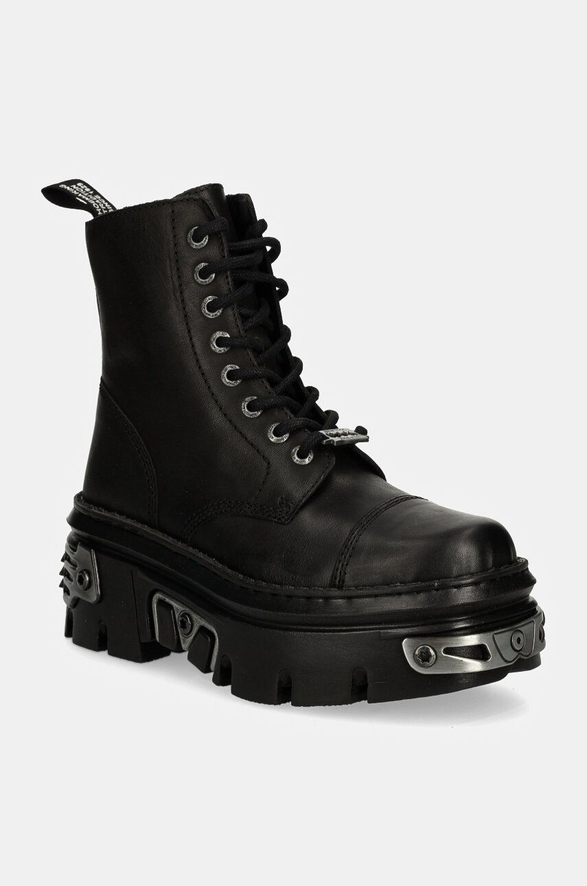 New Rock bocanci de piele CRUST NEGRO + REACTOR NEGRO femei, culoarea negru, cu platforma, M-WALL083CCT-S12