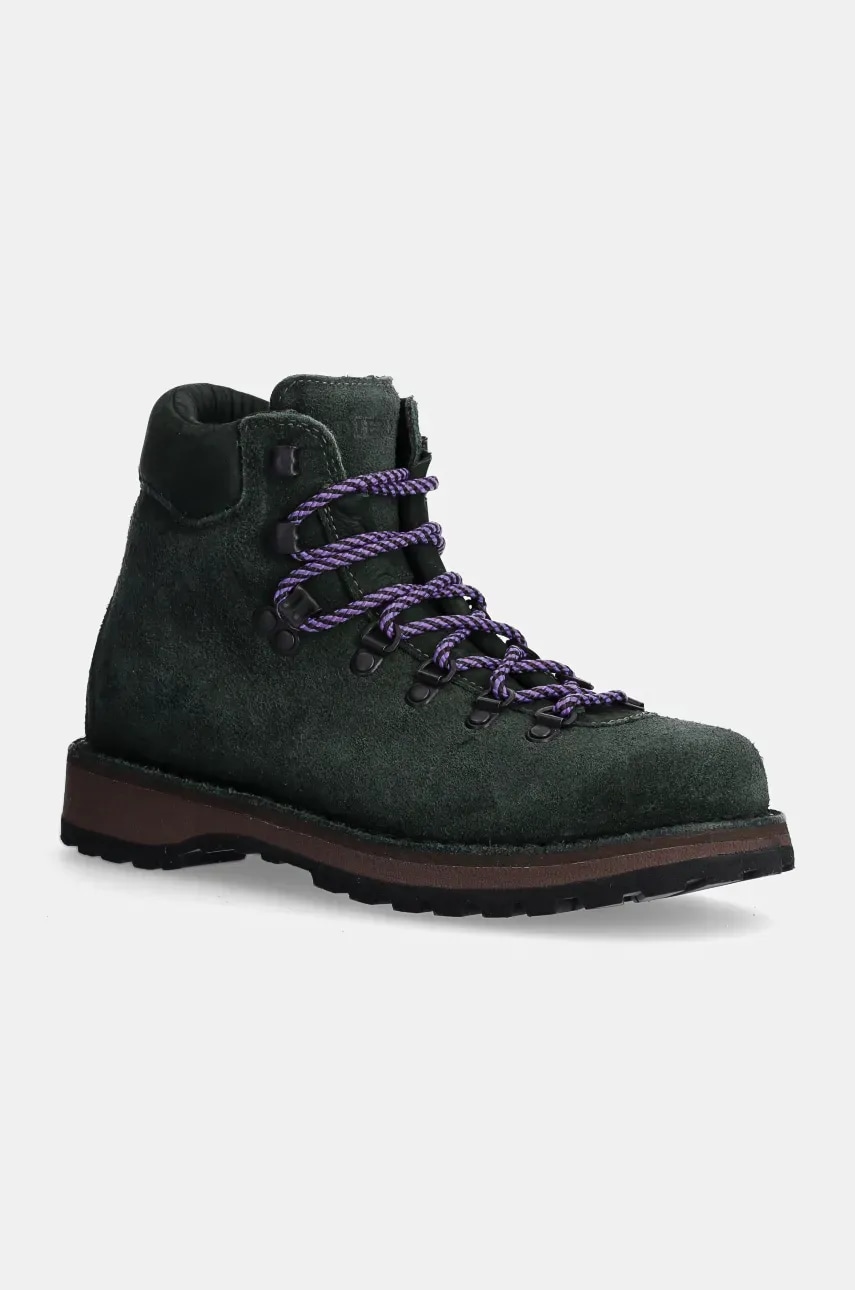 Diemme pantofi de piele intoarsa Roccia Vet femei, culoarea verde, cu toc plat, DI24FWRVW-I01S008DKG Diemme pantofi de piele intoarsa Roccia Vet femei, culoarea verde, cu toc plat, DI24FWRVW-I01S008DKG