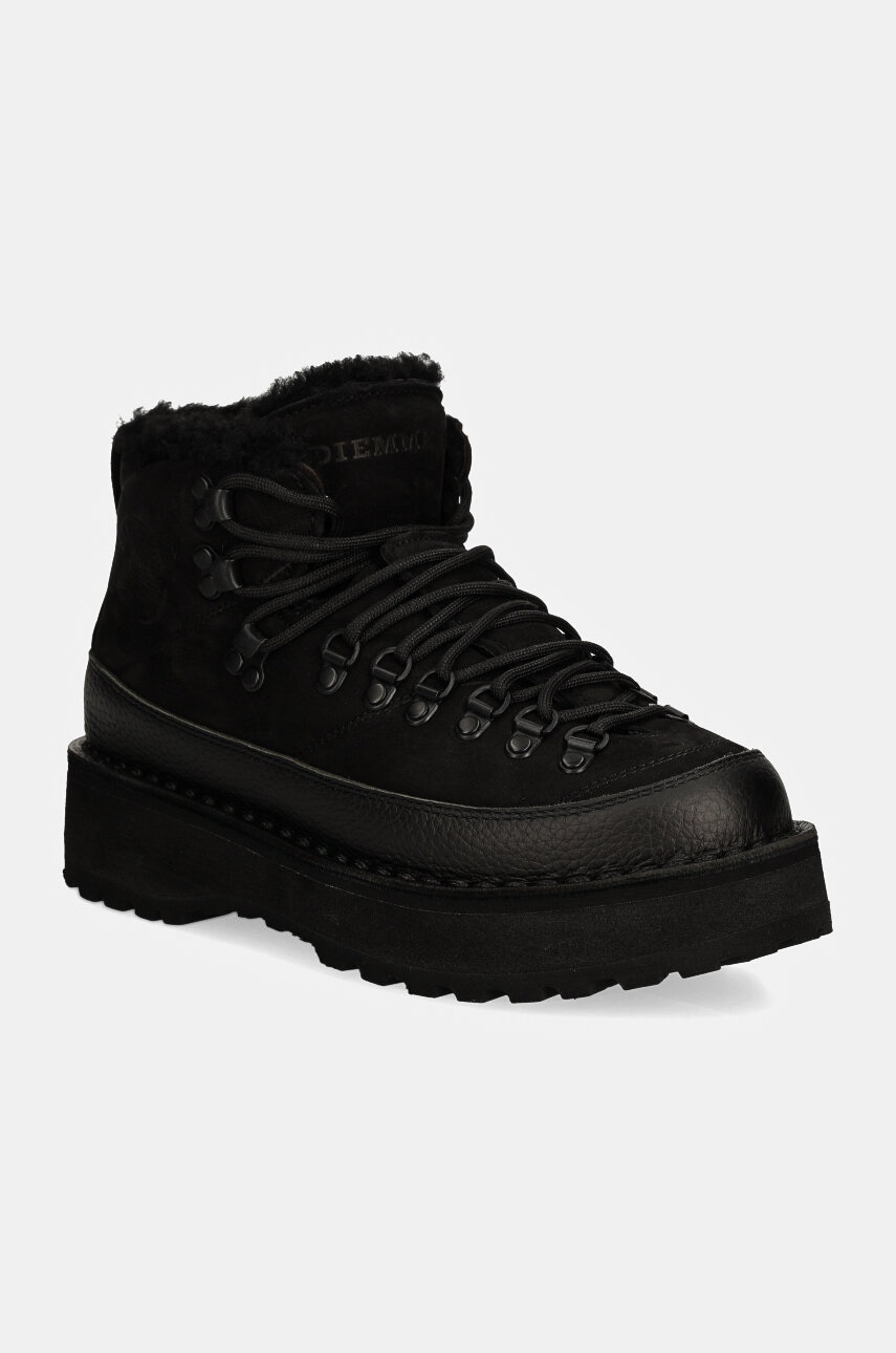 Diemme botine din nubuc Sesto Shearling culoarea negru, cu platforma, izolat, DI23FWSEW-I01X060BLK Diemme botine din nubuc Sesto Shearling culoarea negru, cu platforma, izolat, DI23FWSEW-I01X060BLK