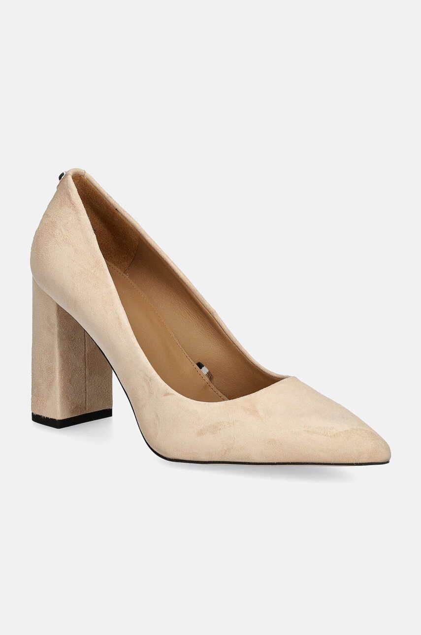 BOSS tocuri din piele intoarsa Janet culoarea bej, cu toc drept, 50503640 BOSS tocuri din piele intoarsa Janet culoarea bej, cu toc drept, 50503640