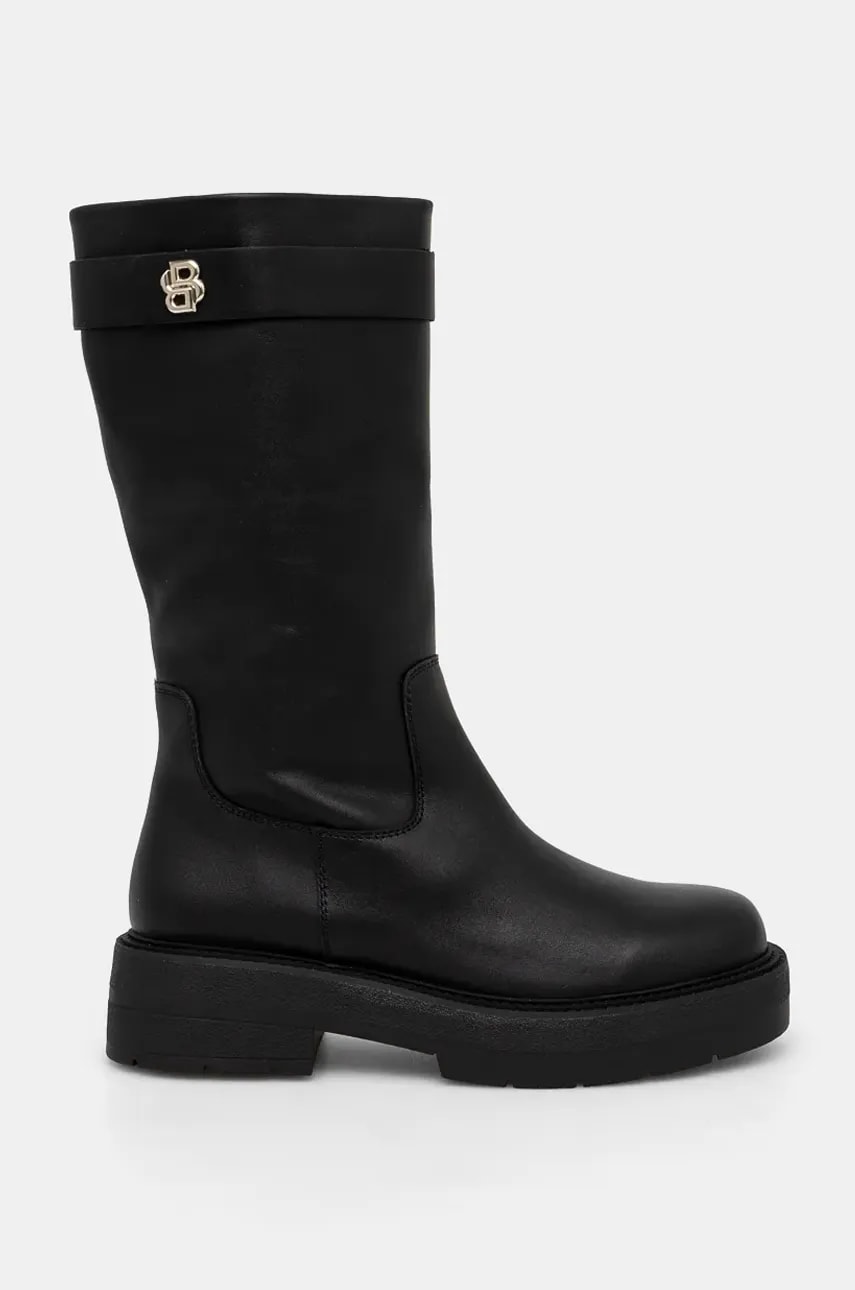 BOSS ghete de piele Rebby femei, culoarea negru, cu platforma, 50529775 BOSS ghete de piele Rebby femei, culoarea negru, cu platforma, 50529775