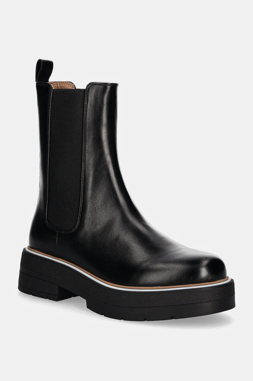BOSS ghete chelsea de piele Rebby femei, culoarea negru, cu platforma, 50536671