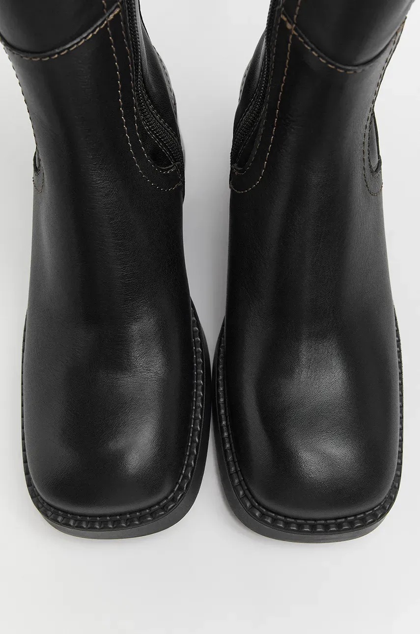 Полусапожки Miista Fabi женские цвет чёрный каблук кирпичик E8_3801