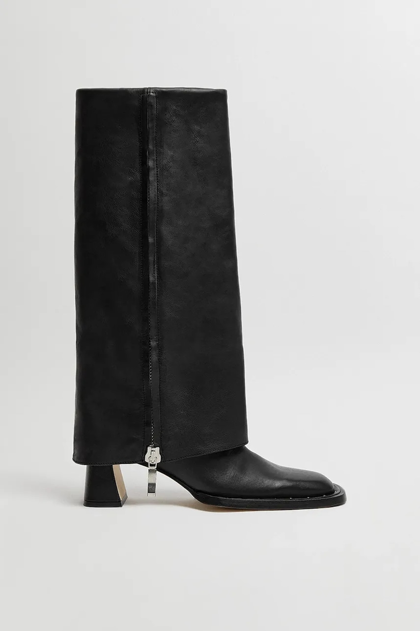 Miista ghete de piele Bellamy femei, culoarea negru, cu toc drept, MI_5586