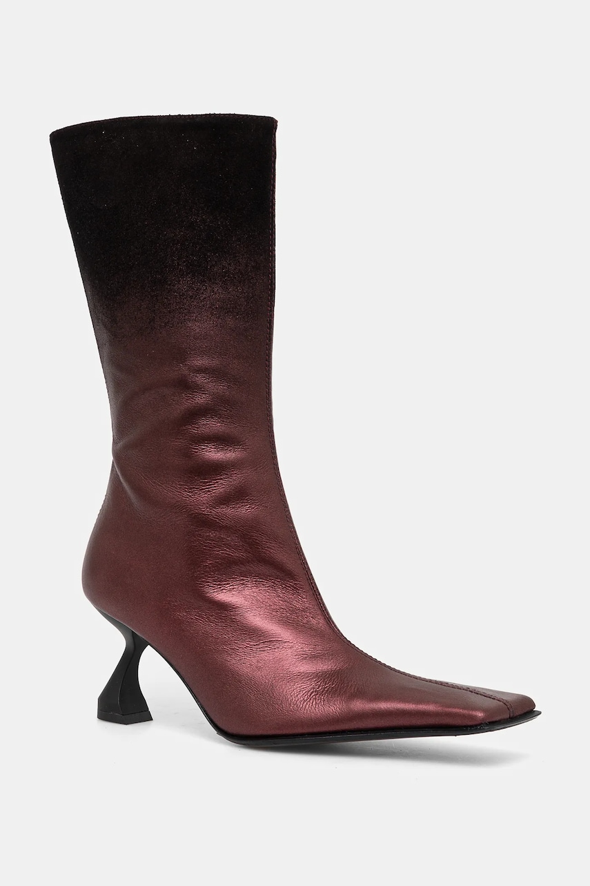 Miista ghete de piele Pearl femei, culoarea bordo, cu toc cui, MI_5593 Miista ghete de piele Pearl femei, culoarea bordo, cu toc cui, MI_5593
