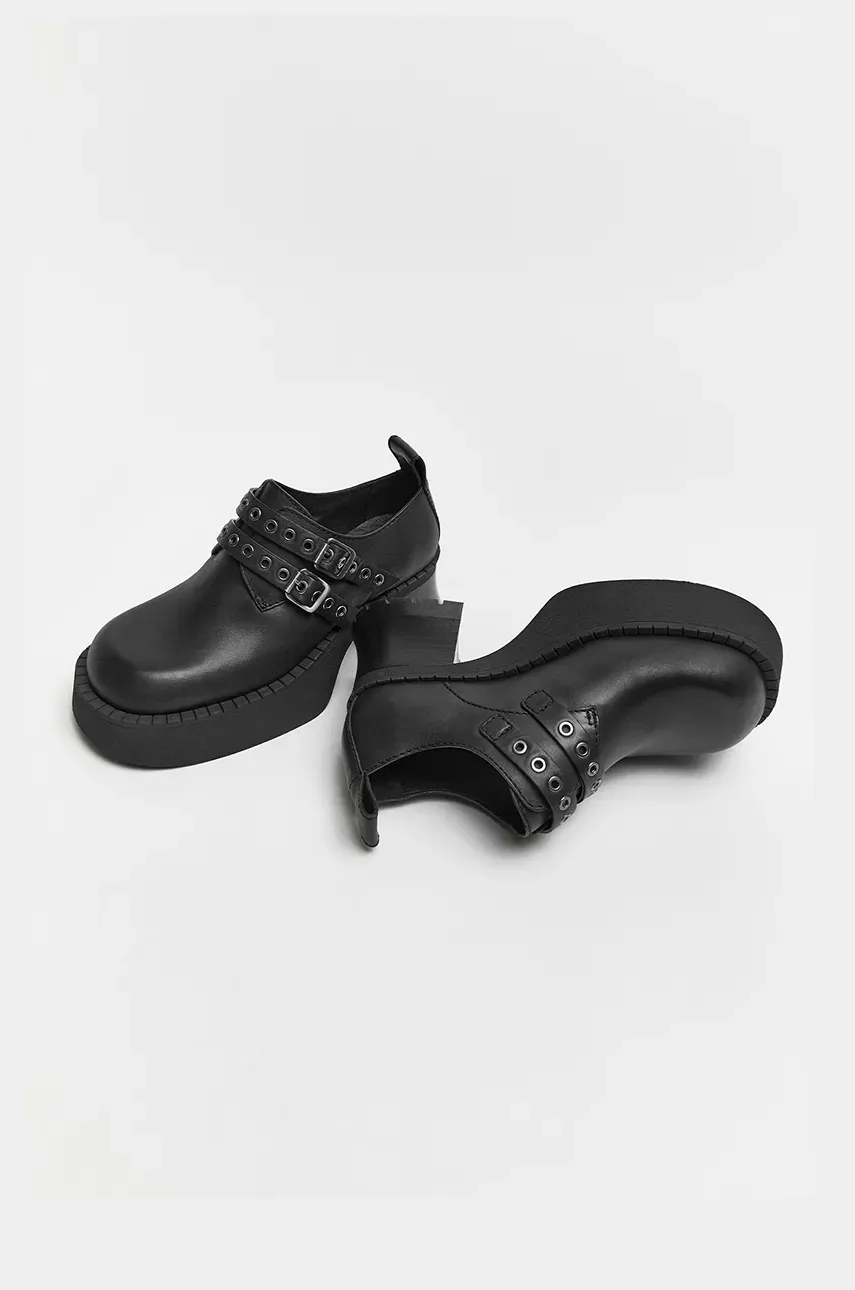 Кожаные туфли Miista Ute цвет чёрный каблук кирпичик E8_3773 Кожаные туфли Miista Ute цвет чёрный каблук кирпичик E8_3773