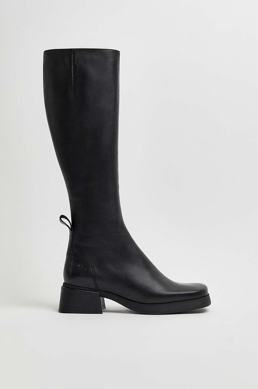 Miista ghete de piele Brunilhda femei, culoarea negru, cu toc drept, E8_3784