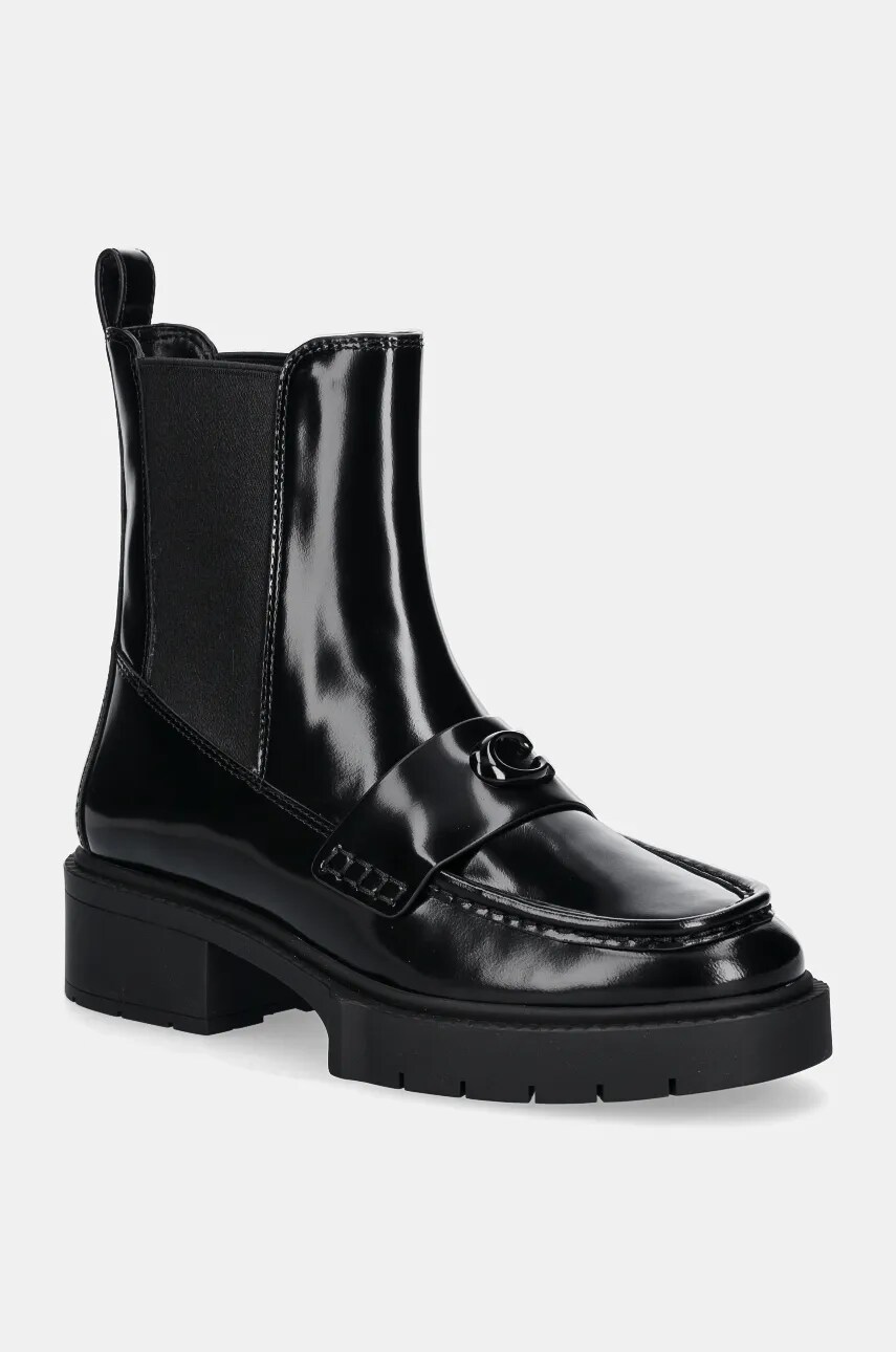 Coach ghete chelsea de piele Louisa femei, culoarea negru, cu toc drept, CX024
