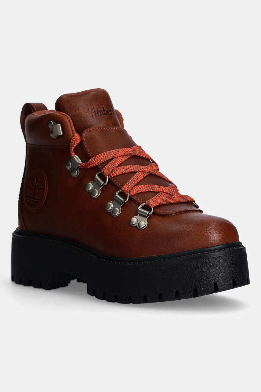 Timberland bocanci de piele Stone Street femei, culoarea maro, cu platforma, TB0A27VJEM61 Timberland bocanci de piele Stone Street femei, culoarea maro, cu platforma, TB0A27VJEM61