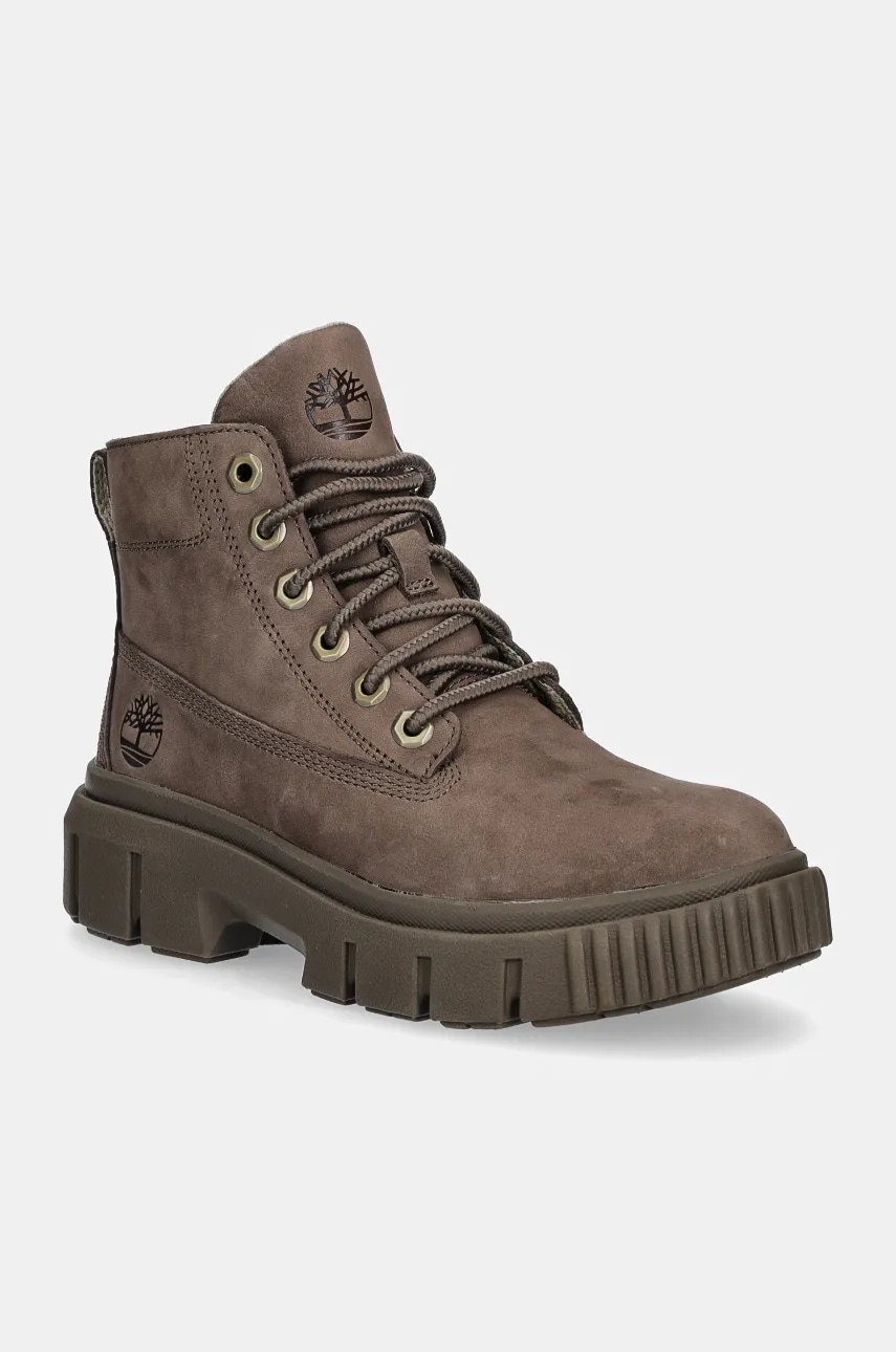 Timberland bocanci din piele intoarsa Greyfield femei, culoarea maro, cu platforma, TB0A2FT6EM51