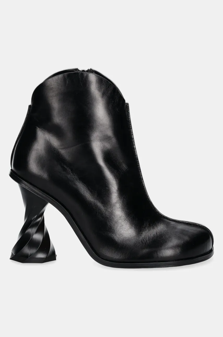 Кожаные полусапожки JW Anderson Twist Heel женские цвет чёрный каблук кирпичик ANW43211A Кожаные полусапожки JW Anderson Twist Heel женские цвет чёрный каблук кирпичик ANW43211A