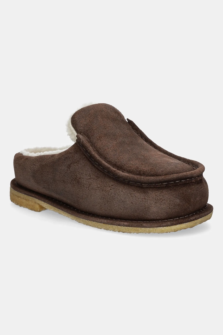 JW Anderson papuci din piele întoarsă Mule culoarea maro, ANW43230A