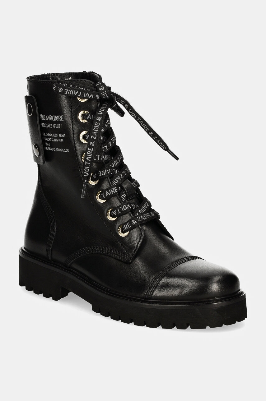 ZADIG&VOLTAIRE botine Joe femei, culoarea negru, cu toc plat, SWCT00004 ZADIG&VOLTAIRE botine Joe femei, culoarea negru, cu toc plat, SWCT00004
