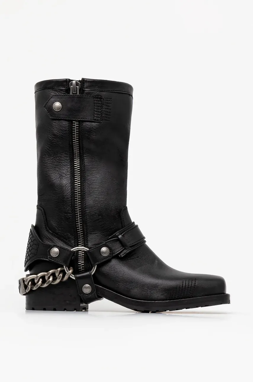 Кожаные полусапожки ZADIG&VOLTAIRE Igata Boots женские цвет чёрный каблук кирпичик SWCT00865 Кожаные полусапожки ZADIG&VOLTAIRE Igata Boots женские цвет чёрный каблук кирпичик SWCT00865