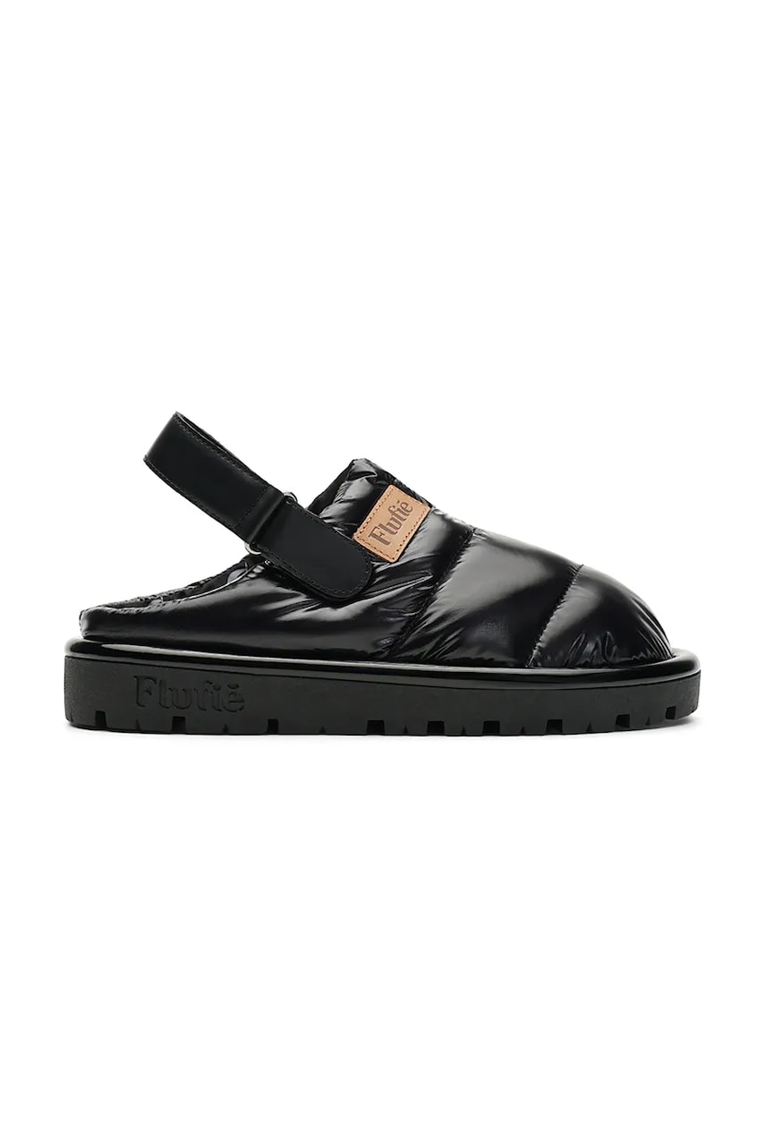 Flufie papuci de casa Jet Black culoarea negru, CLG5003