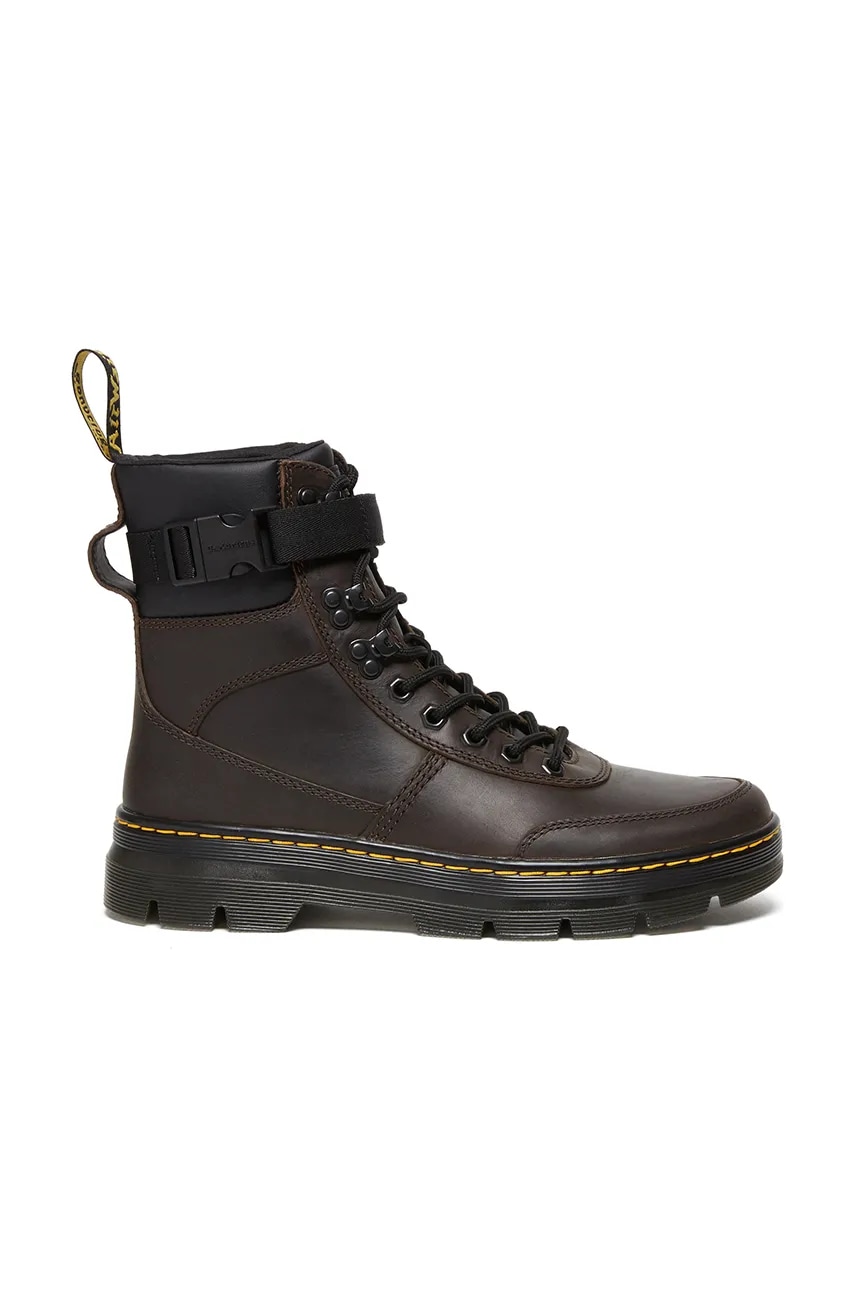 Dr. Martens cizme de piele Combs Tech Leather culoarea maro, cu toc plat, izolare usoara, DM27804201 Dr. Martens cizme de piele Combs Tech Leather culoarea maro, cu toc plat, izolare usoara, DM27804201