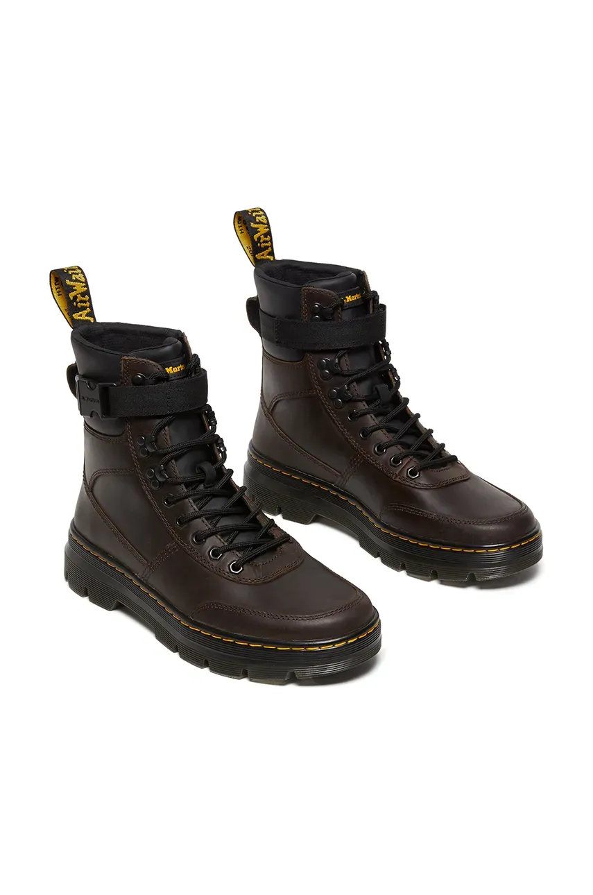 Кожаные полусапожки Dr. Martens Combs Tech Leather цвет коричневый на плоском ходу слегка утеплённые DM27804201 Кожаные полусапожки Dr. Martens Combs Tech Leather цвет коричневый на плоском ходу слегка утеплённые DM27804201