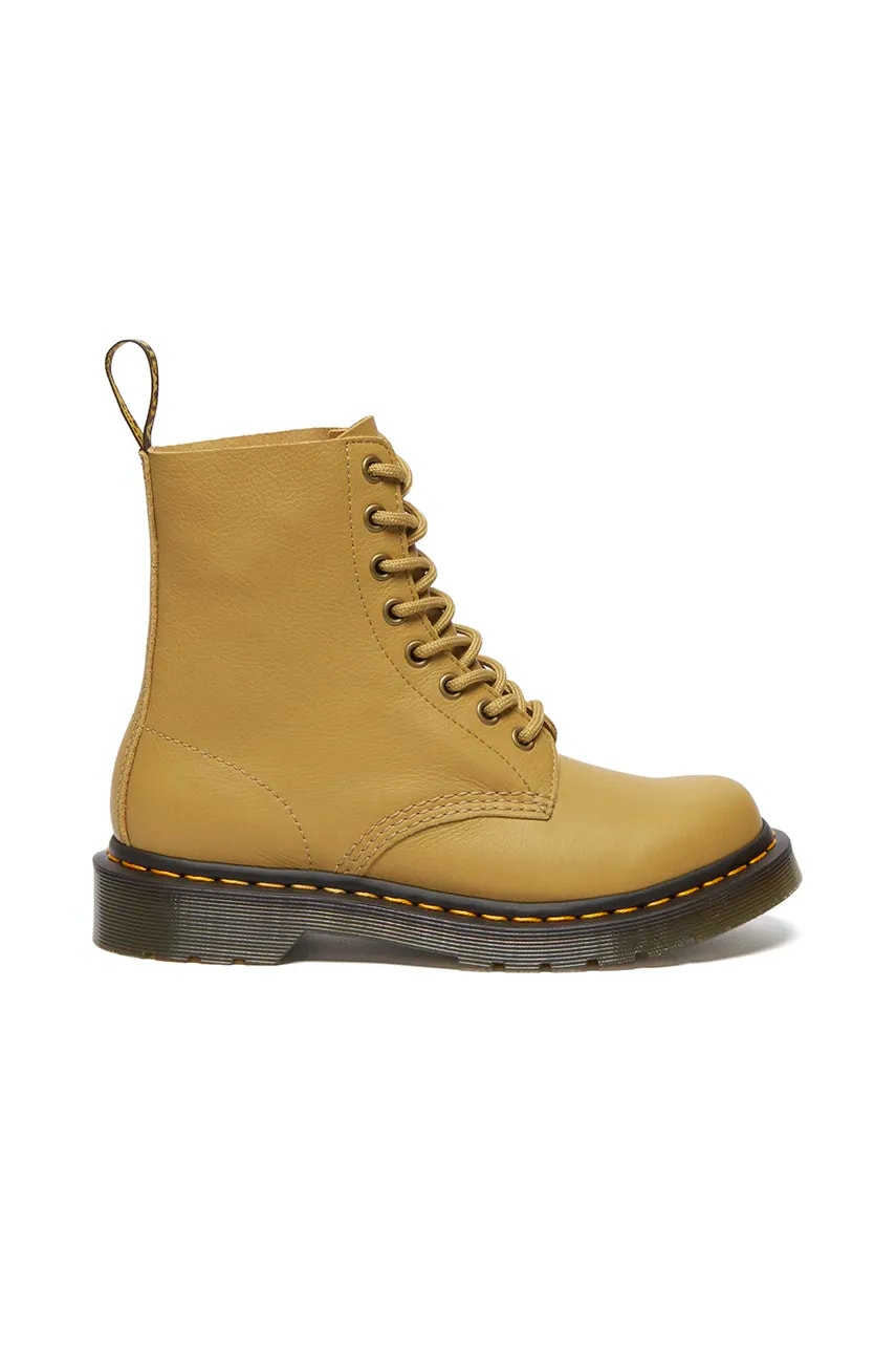 Dr. Martens bocanci de piele 1460 Pascal culoarea galben, cu toc plat, DM30920776 Dr. Martens bocanci de piele 1460 Pascal culoarea galben, cu toc plat, DM30920776