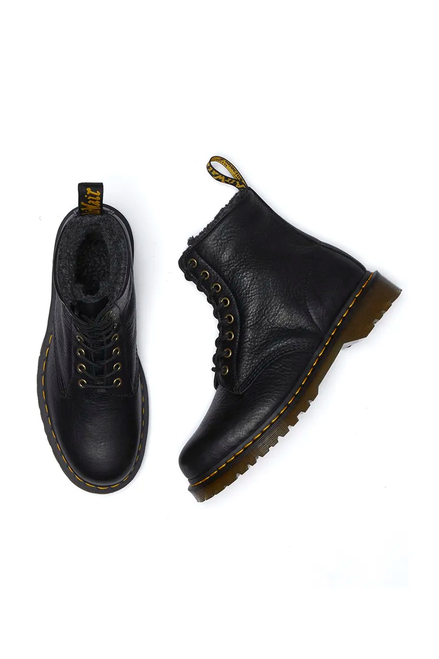 Шкіряні черевики Dr. Martens 1460 WL колір чорний на плоскому ходу утеплені DM31873001 