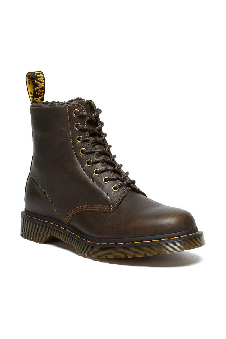 Шкіряні черевики Dr. Martens 1460 Wl жіночі колір коричневий на плоскому ходу утеплене DM31873538 