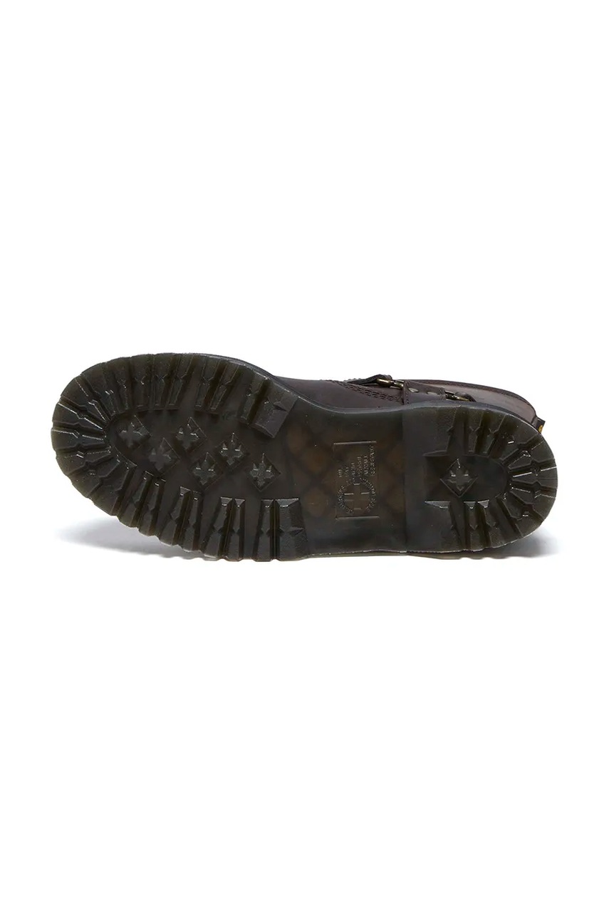 Шкіряні чоботи Dr. Martens Anistone Hi жіночі колір коричневий на плоскому ходу злегка утеплена DM31901201 