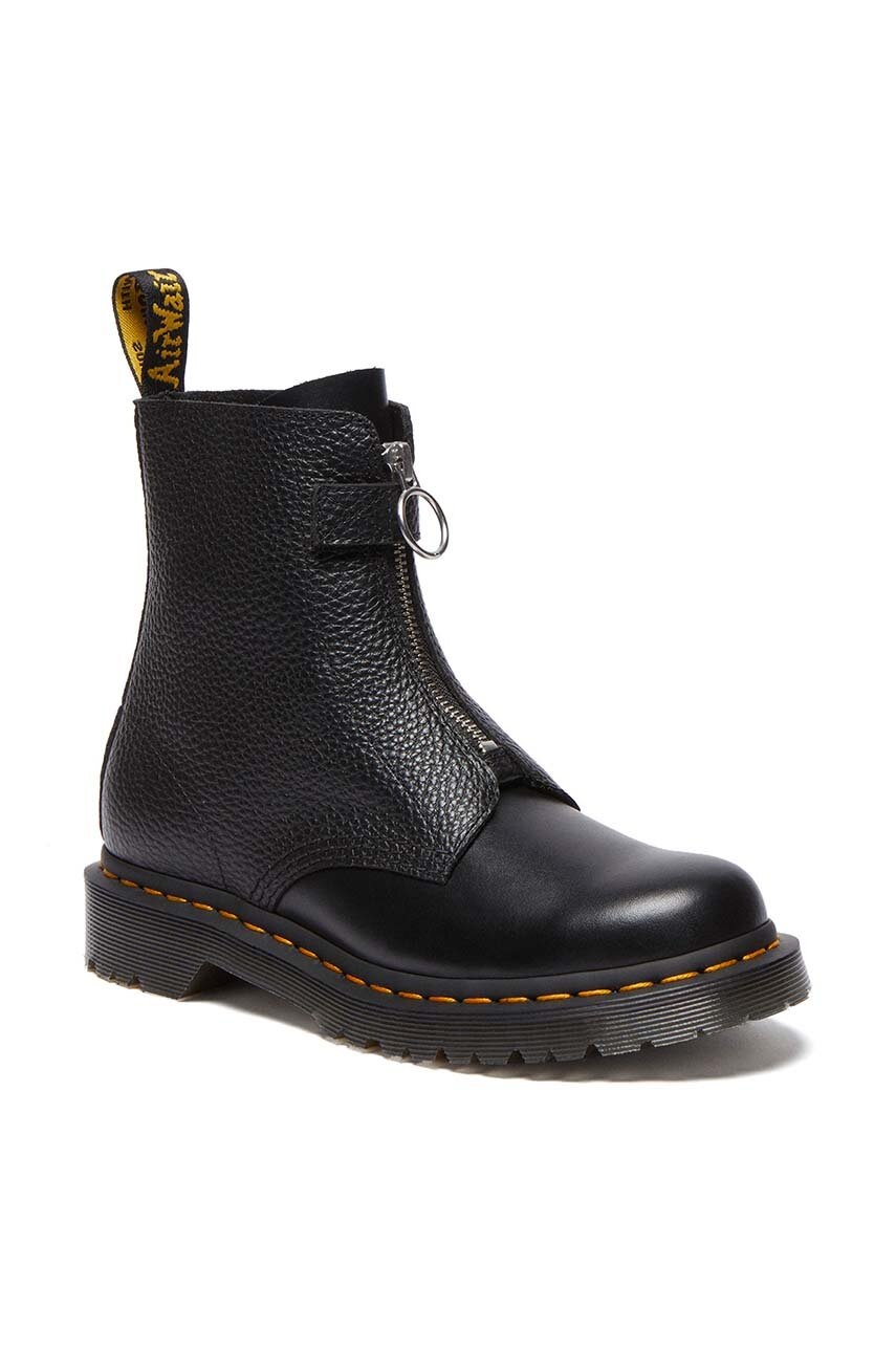 Шкіряні черевики Dr. Martens 1460 Pascal Frnt Zip жіночі колір чорний на плоскому ходу DM32054001 