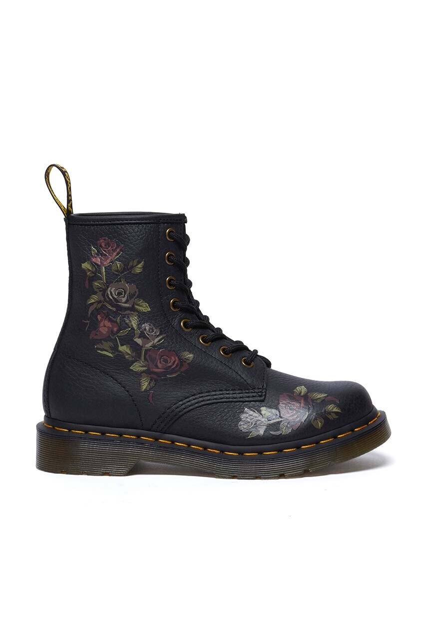 Dr. Martens bocanci de piele 1460 femei, culoarea negru, cu toc plat, DM32070001