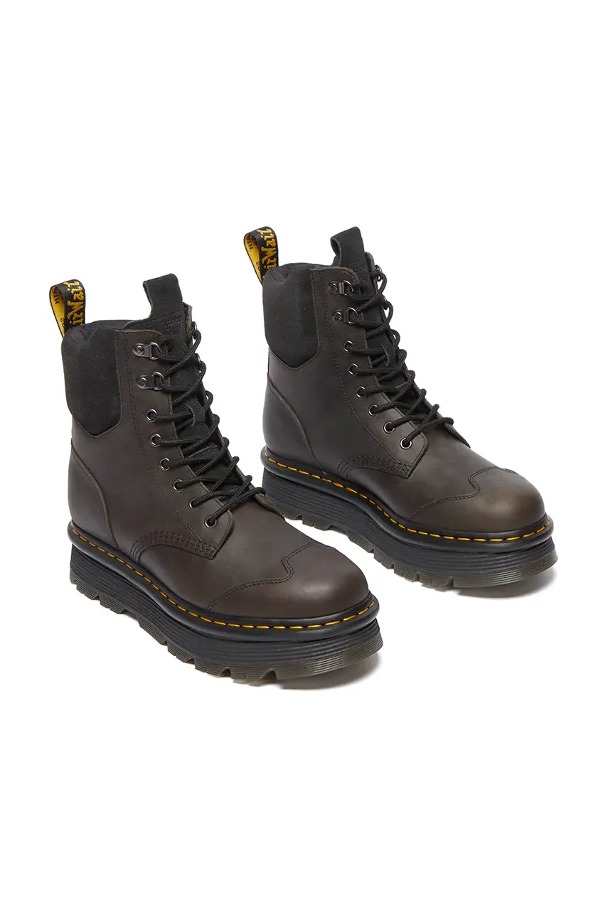 Кожаные полусапоги Dr. Martens Zebzag 8 Tie цвет коричневый на платформе слегка утеплённые DM32116733 Кожаные полусапоги Dr. Martens Zebzag 8 Tie цвет коричневый на платформе слегка утеплённые DM32116733